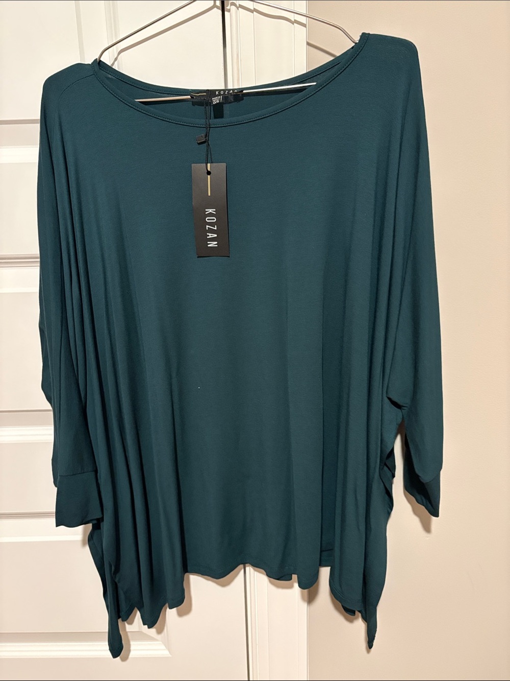 KOZAN Teal Draped Knit Women's Top